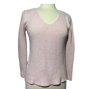 BURGESS Pale Pink Sweater Cotton/Cashmere Ribbed